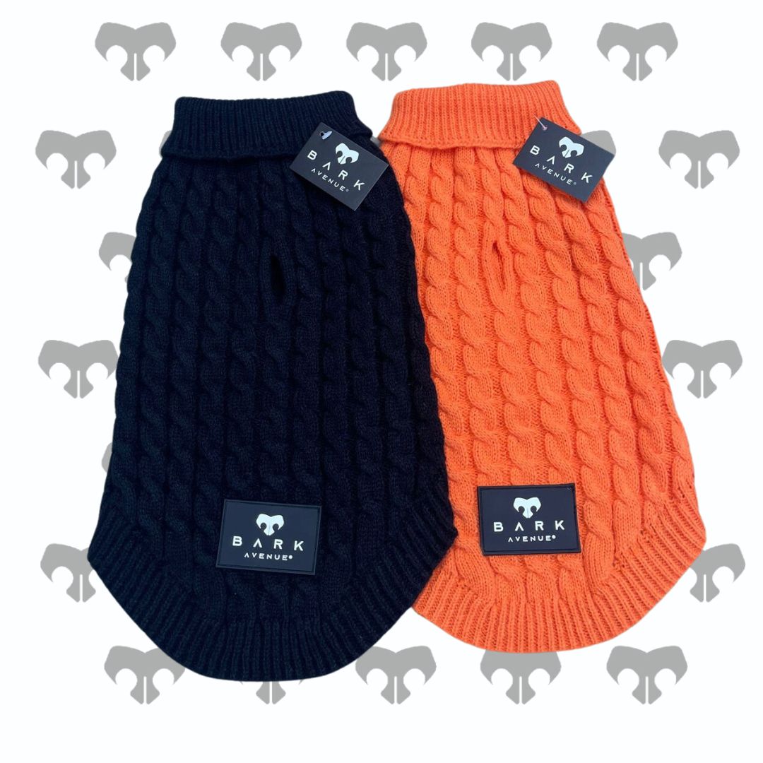 BARK AVENUE Orange Cable Knit Jumper