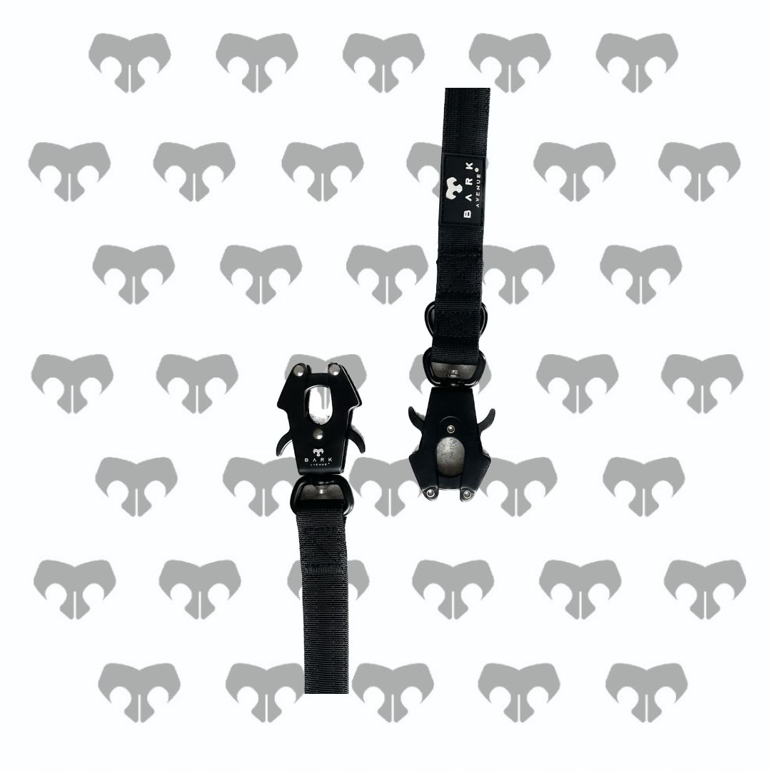 BARK AVENUE Heavy Duty 2.5m Black Anti-Tangle Double Frog Clip Lead