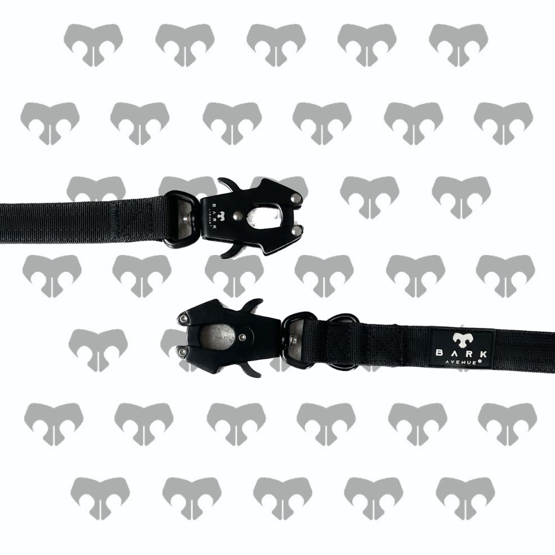 BARK AVENUE Heavy Duty 2.5m Black Anti-Tangle Double Frog Clip Lead