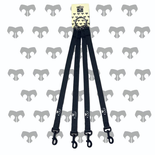 BARK AVENUE Heavy Duty Black Quadruple Splitter Extender For Walking Four Dogs